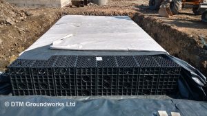 Egg-crate storm interceptor storage retention tanks - DTM Groundworks Ltd