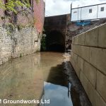 Concrete block river retaining wall - DTM Groundworks LTd