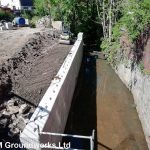 Concrete block river retaining wall - DTM Groundworks LTd